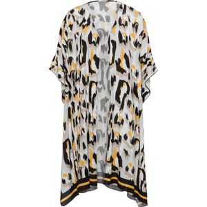 Dames Strandtuniek in ecru/zwart geprint