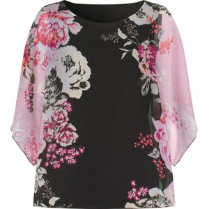 Dames Comfortabele blouse in zwart/roze bedrukt