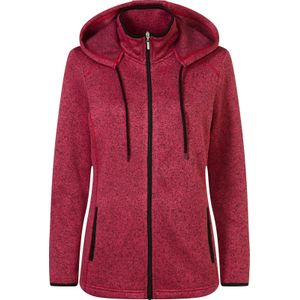Dames Gebreid fleecejack in fuchsia/zwart gemêleerd