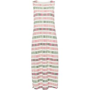 Dames Jersey jurk in ecru/fuchsia geprint