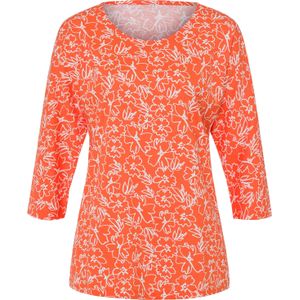 Dames Vrijetijdsshirt in oranje-ecru bedrukt