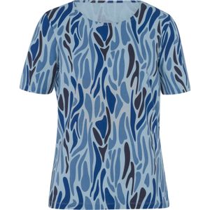 T-shirt - Lichtblauw/Royalblauw Gedessineerd - 100% Katoen