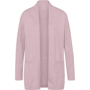 Dames Lang gebreid vest in rosé/ecru gemêleerd