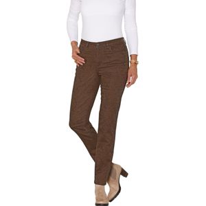 Dames jeans in bruin/chocolade bedrukt