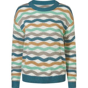 Dames Pullover met lange mouwen in ecru/topaas gedessineerd