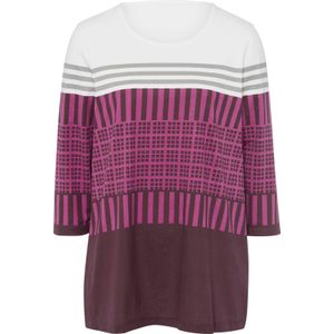 Dames Tuniekshirt in ecru/bordeaux bedrukt