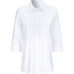 Blouse - Wit - 100% Katoen - Normale Overhemdkraag - 3/4-Mouwen