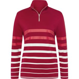 Dames Sweatshirt in kers/wit gestreept