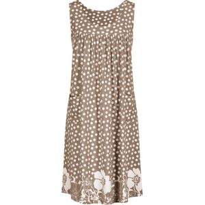 Dames Jersey jurk in taupe/wit geprint