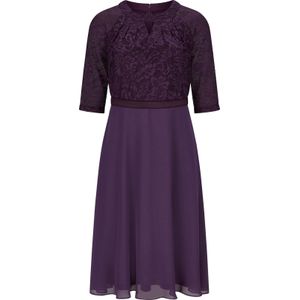 Kanten Jurk - Geweven - V-opening - 3/4-raglanmouwen - Chiffon