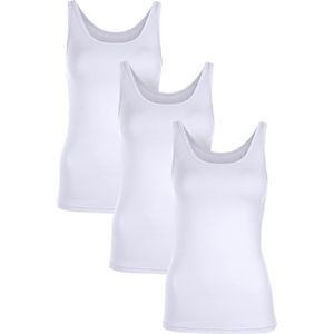 Set van 3 - Blousetops - Wit - 95% Katoen, 5% Elastaan - Mouwloos