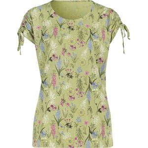 Dames Shirt met korte mouwen in lindegroen/kaki bedrukt