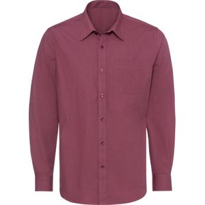 Overhemd - Wijnrood - 100% Katoen - Lange Mouwen - Knoopsluiting