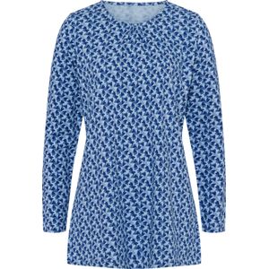 Dames Lang shirt in ijsblauw/koningsblauw bedrukt