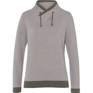 Dames Pullover met lange mouwen in antraciet-ecru gestreept