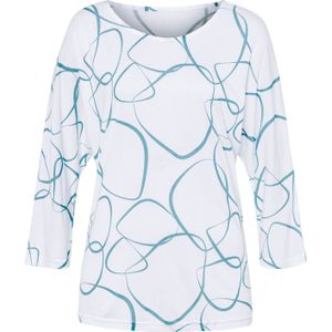 Dames Vrijetijdsshirt in wit/oceaan bedrukt