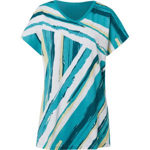 Dames Lang shirt in turquoise/wit