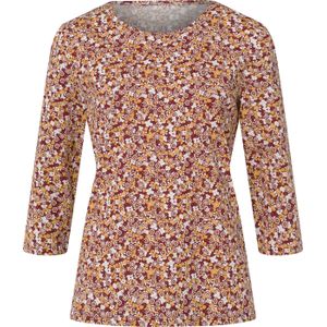 Shirt met 3/4-mouw in donkerrood/oker bedrukt