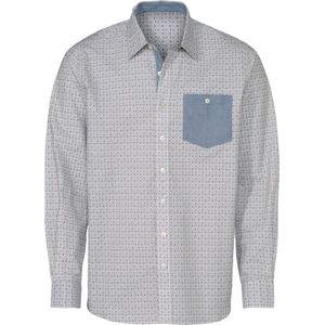 Heren Overhemd met lange mouwen in lichtgrijs gedessineerd