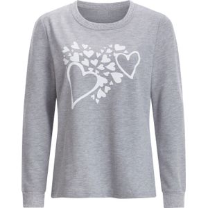 Dames Sweatshirt in grijs gemêleerd/ecru