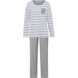 Dames Pyjama in wit/grijs gemêleerd