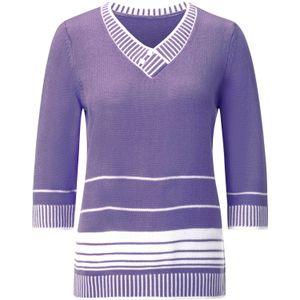 Dames Pullover in lavendel/wit gestreept