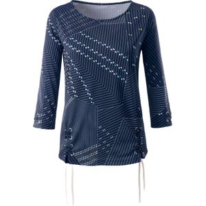 Dames Shirt met print in marine/wit geprint