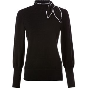 Zwart - Pullover - Borduurwerk - Lange Mouwen - Viscose/Polyester/Polyamide