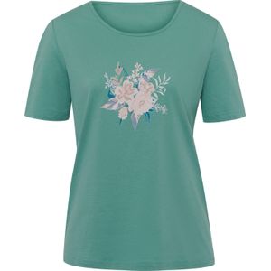 Dames Shirt met korte mouwen in jade/duifblauw