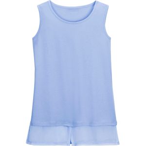 Blauw - Blousetop - 100% Katoen, Chiffon 100% Polyester