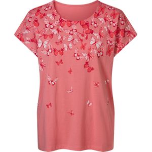 Dames Shirt met korte mouwen in flamingo/aardbei