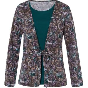 Classic Basics - 2-in-1-shirt - Zwart/Petrol gedessineerd - 100% Katoen