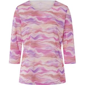 Dames Shirt met 3/4-mouw in fuchsia/lavendel bedrukt