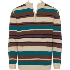 Pullovers - Zand/Choco Gedessineerd - 100% Polyacryl - Lange Mouwen