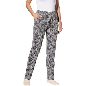 Dames Jerseybroek in grijs gemêleerd/zwart bedrukt