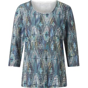 Dames Shirt met ronde hals in koningsblauw bedrukt