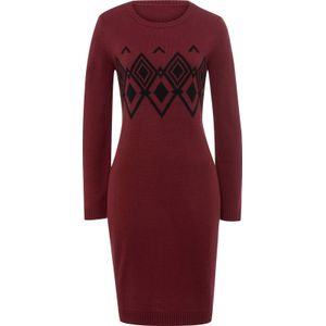 Tricot Jurk - Bordeaux/Zwart - 100% Polyacryl