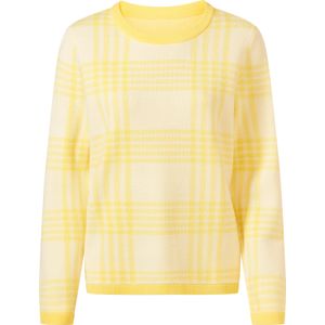 Dames Pullover met ronde hals in citroen/ecru gedessineerd