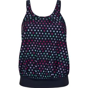 Dames Oversized Tankinitop - Marine/Magenta - Bedrukt