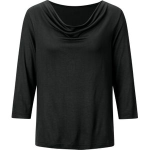 Dames Shirt met cascadehals in zwart