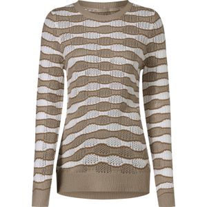 Dames Ajourpullover in sesam/ecru gedessineerd