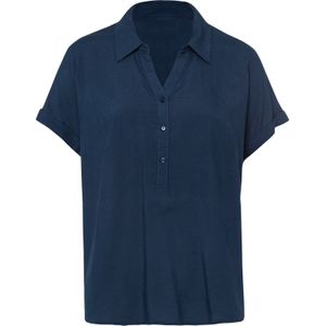 Dames Blouse met korte mouwen in donkerblauw