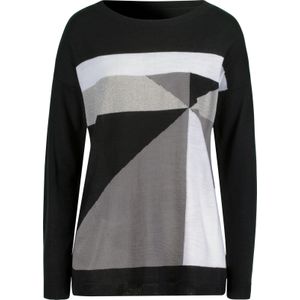 Pullover met lange mouwen in zwart/wit gedessineerd
