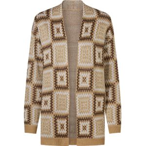 Dames Vest in camel/choco gedessineerd