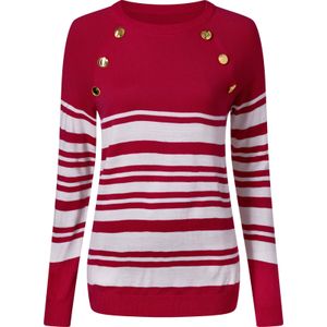 Dames Pullover met lange mouwen in rood/wit gestreept