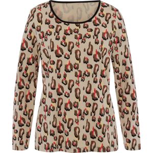 Dames Shirt met lange mouwen in beige geprint