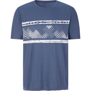 Heren Shirt met ronde hals in jeansblauw/wit