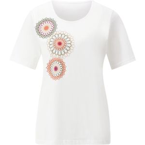 T-shirt - Ecru/Kaki - 100% Katoen - Gedessineerd