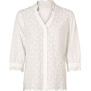 Blouse - Licht Transparant - Madeira-Kant - 3/4-Mouwen - Geschulpte Boorden