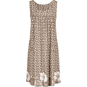 Dames Jerseyjurk in taupe/wit geprint